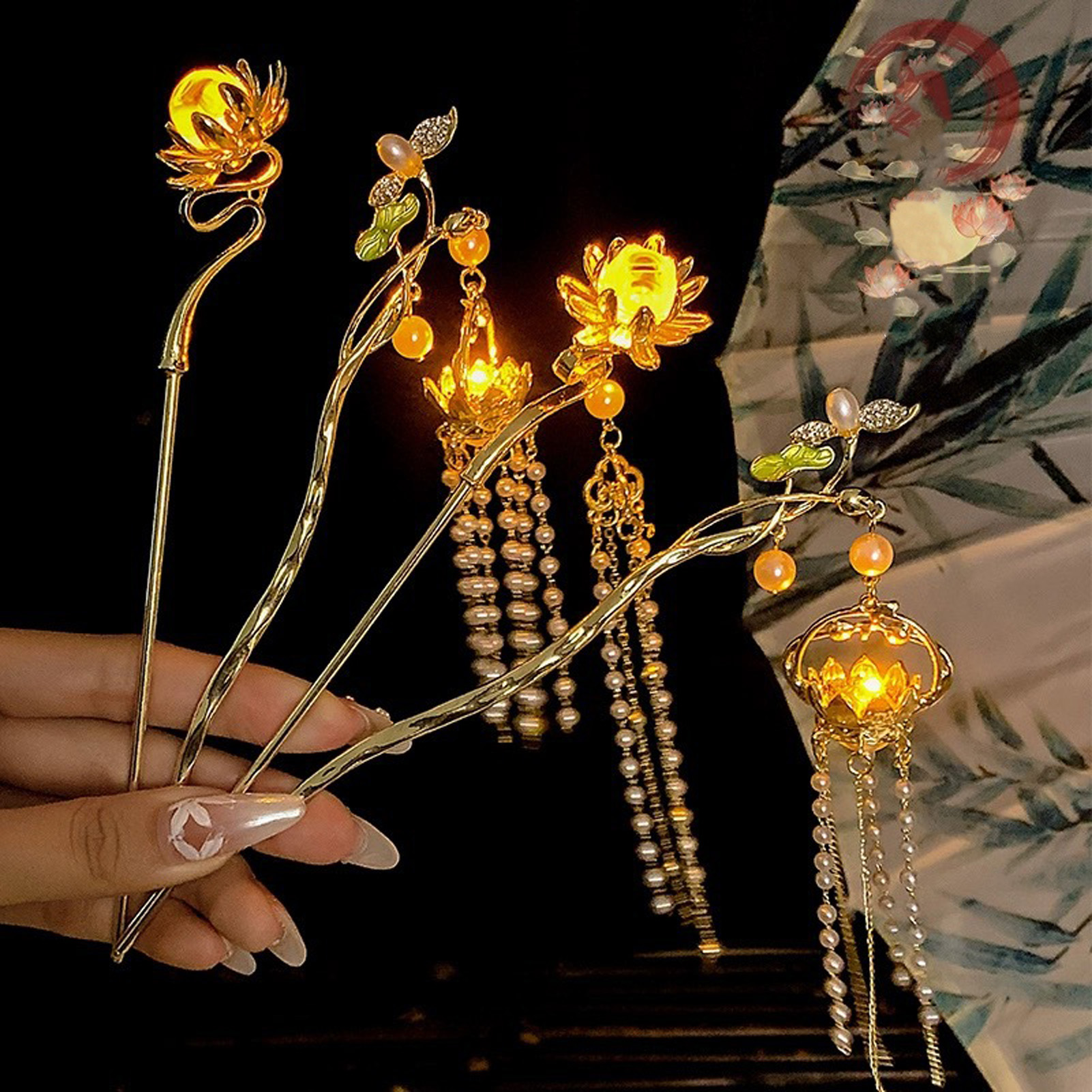 Board Game Go - Luminous Flower Hairpin For Women Creative