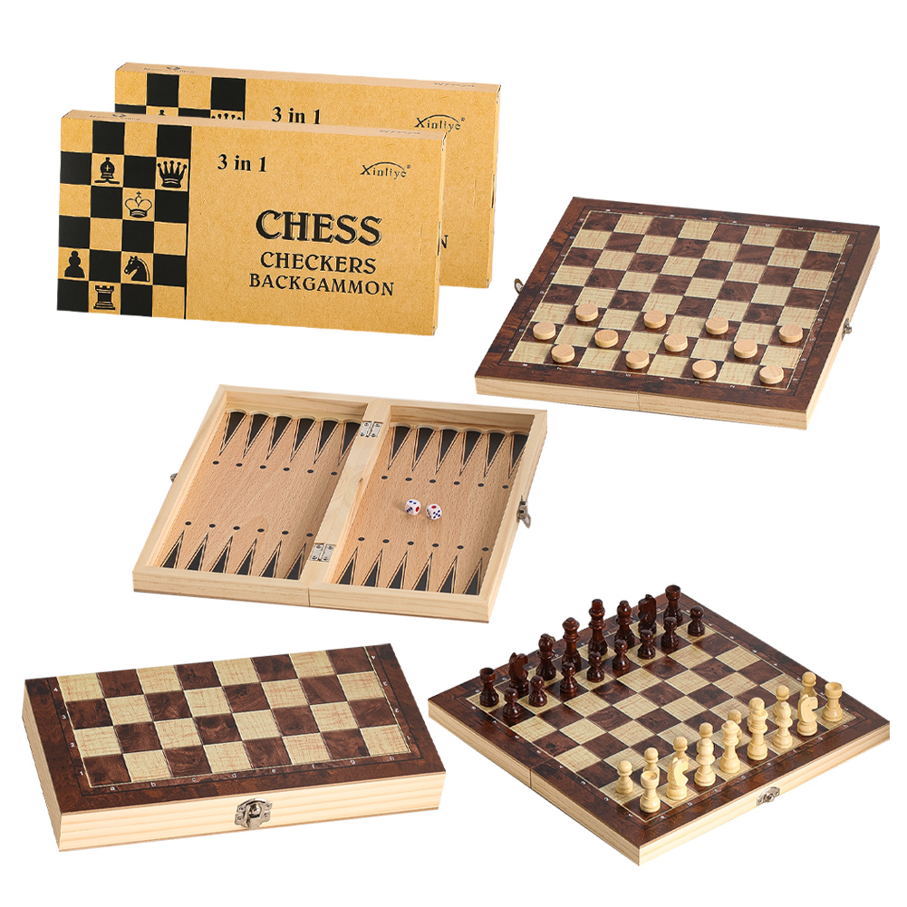 Wooden 3-in-1 Checkers Backgam - Board Game Harvest บทวิจารณ์และราคา